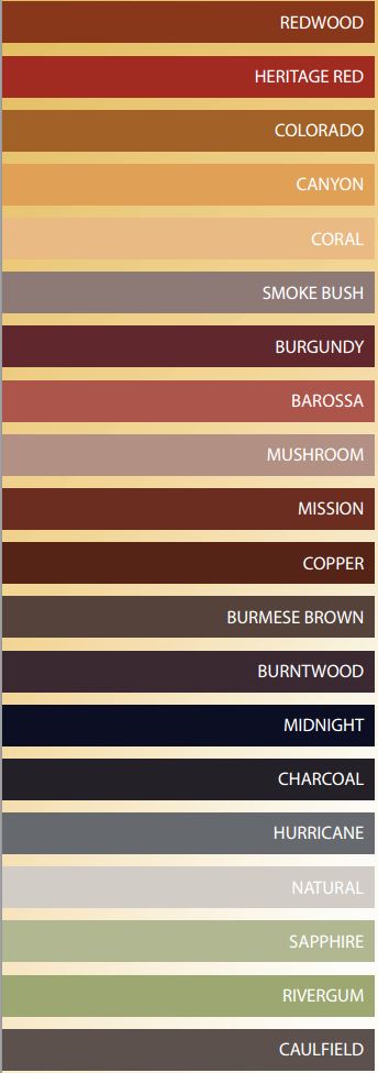 Ridgebond colours